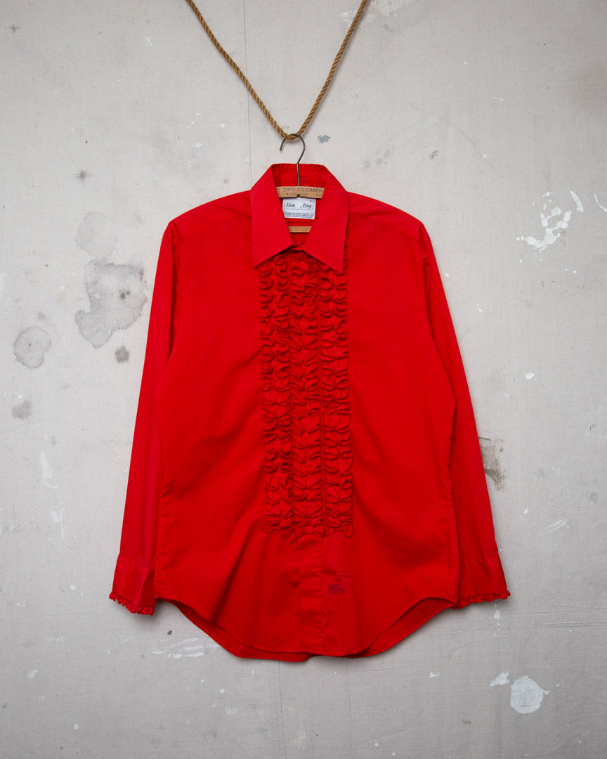 1970S Lion Of Troy Ruffle Shirt - M