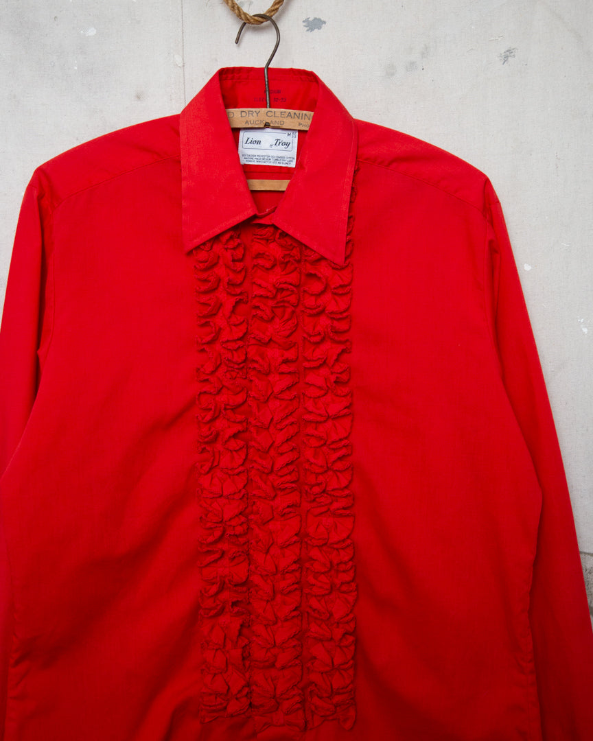 1970S Lion Of Troy Ruffle Shirt - M