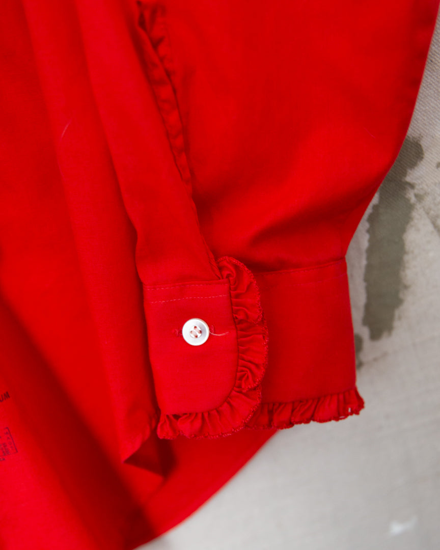 1970S Lion Of Troy Ruffle Shirt - M