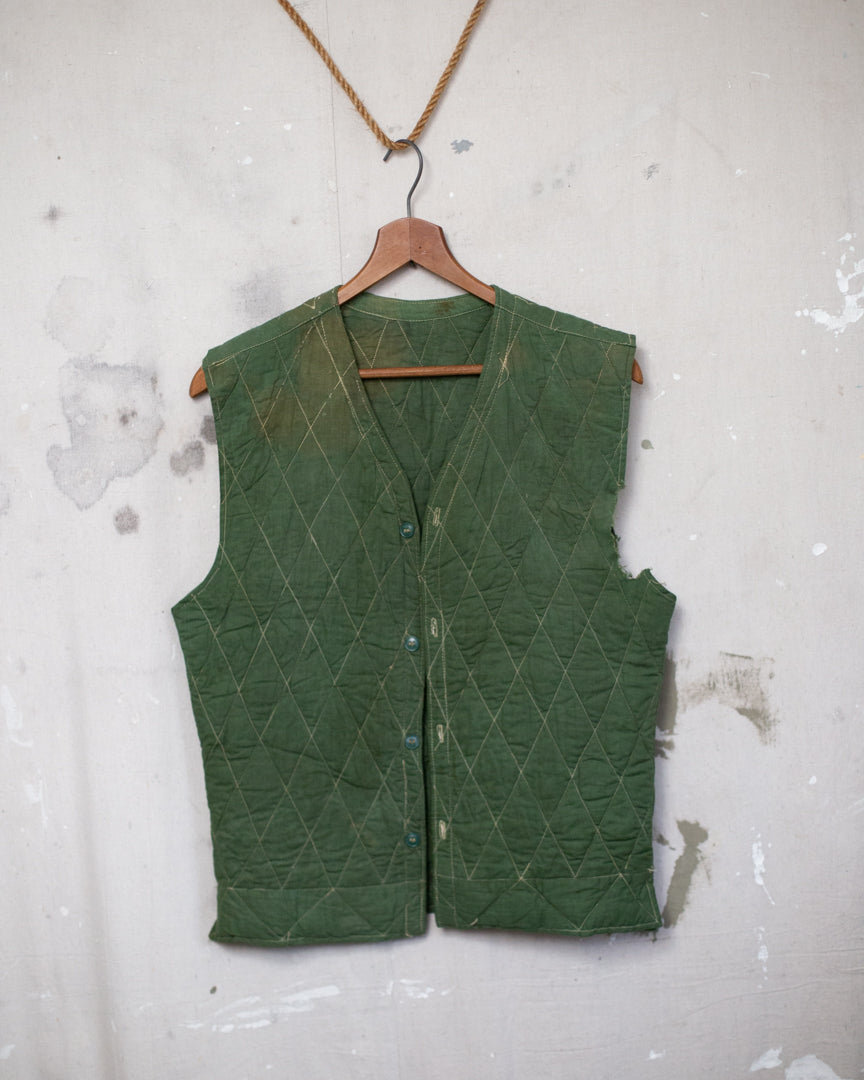 1960/70S Thrashed Quilted Vest - M