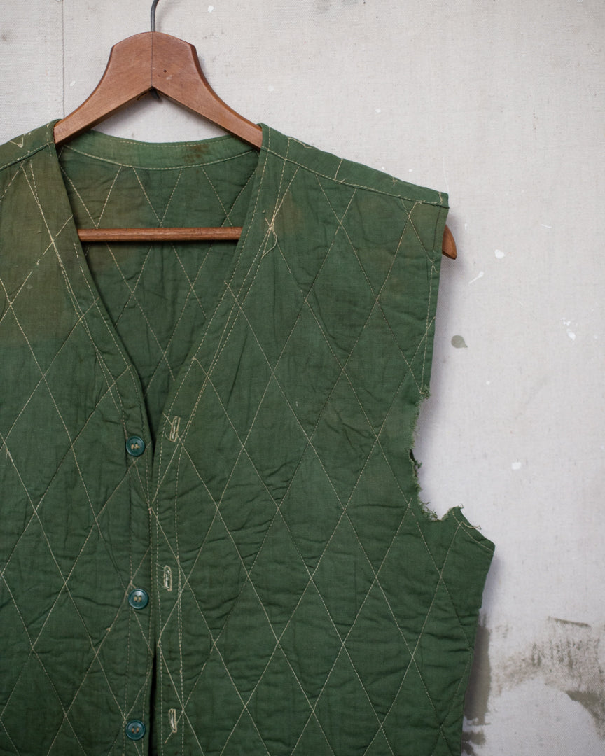 1960/70S Thrashed Quilted Vest - M