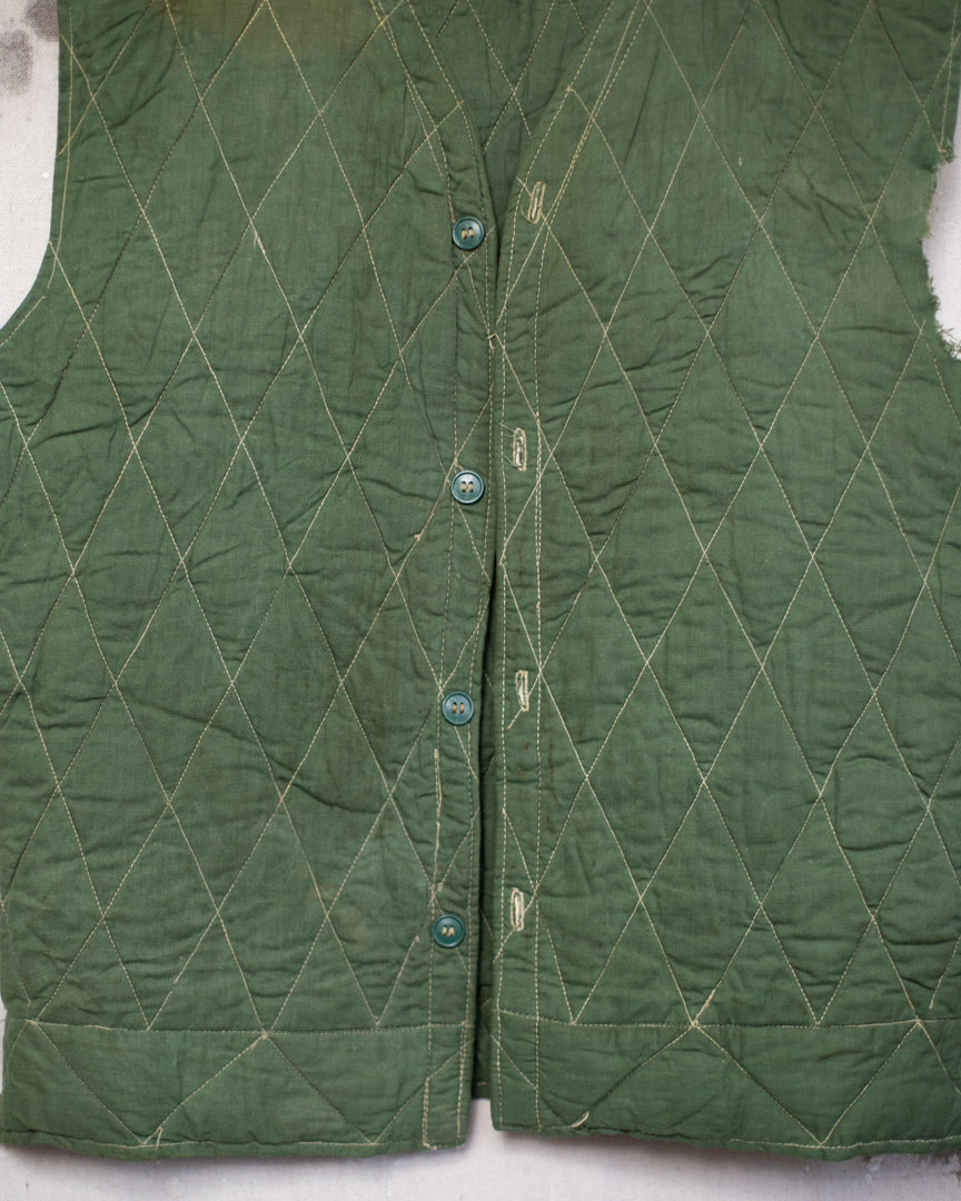 1960/70S Thrashed Quilted Vest - M
