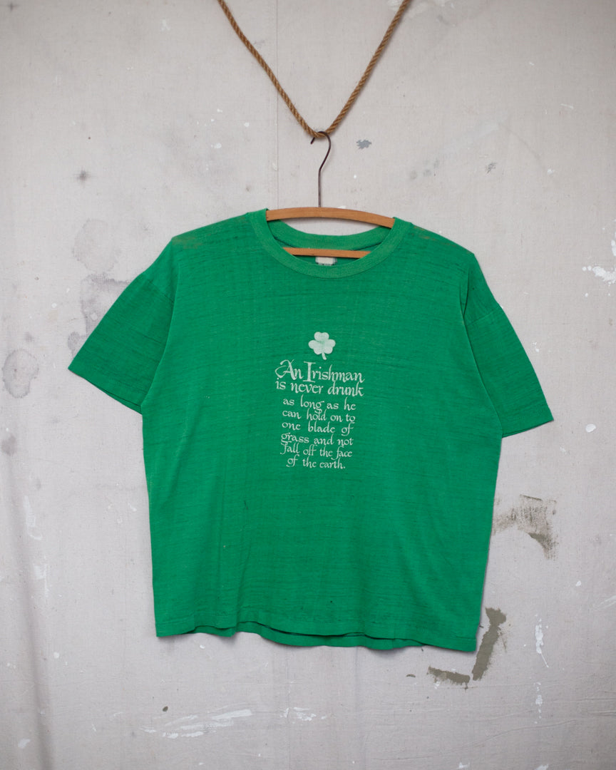 1970S/80S Well Worn Irish Drinking Tee - M
