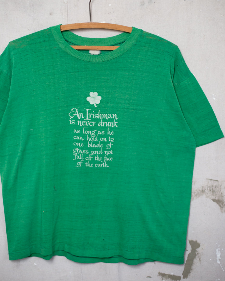 1970S/80S Well Worn Irish Drinking Tee - M
