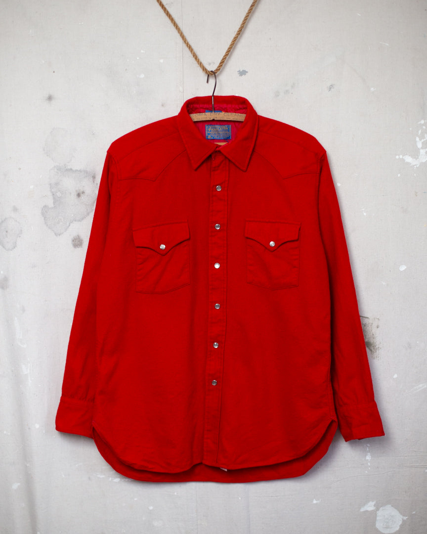 1980S Pendleton Wool Pearl Snap Western Shirt - M