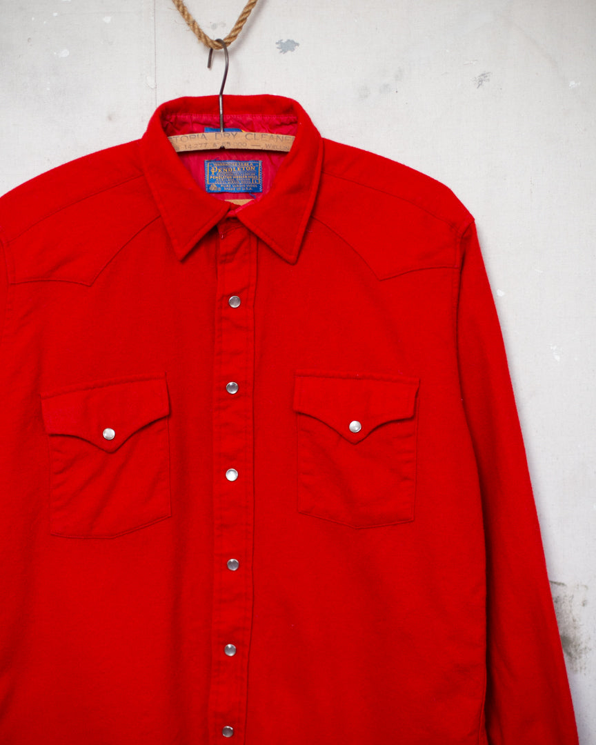 1980S Pendleton Wool Pearl Snap Western Shirt - M