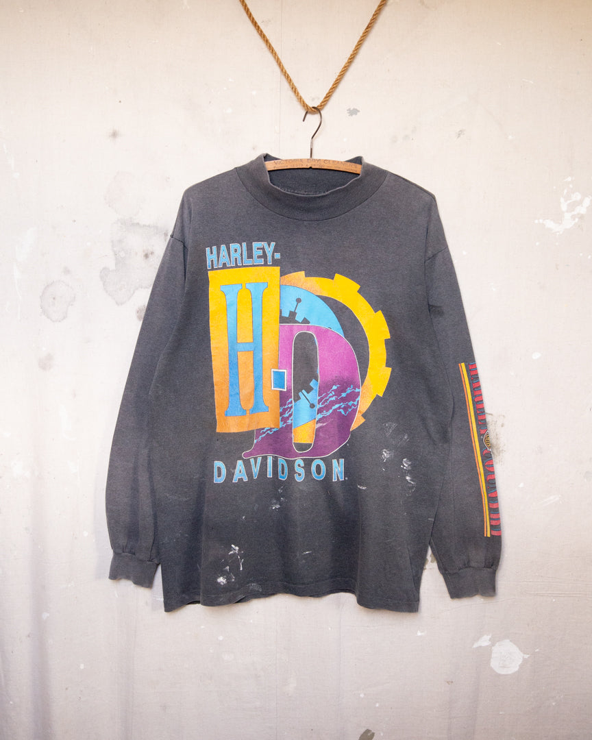 1990S Well Worn Harley Davidson Long Sleeve - L