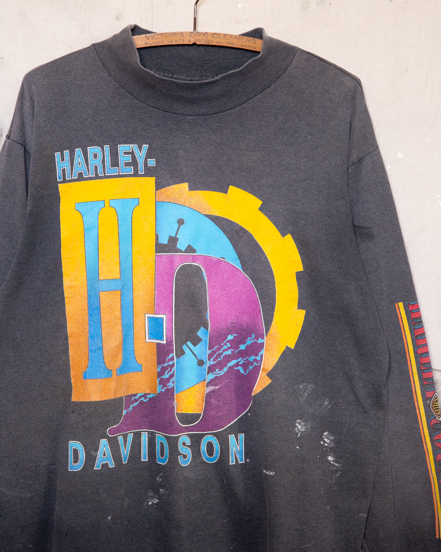 1990S Well Worn Harley Davidson Long Sleeve - L