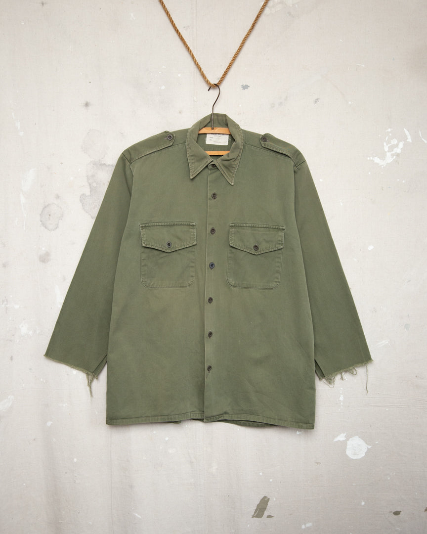 1970S Cut Sleeve Army Shirt - L