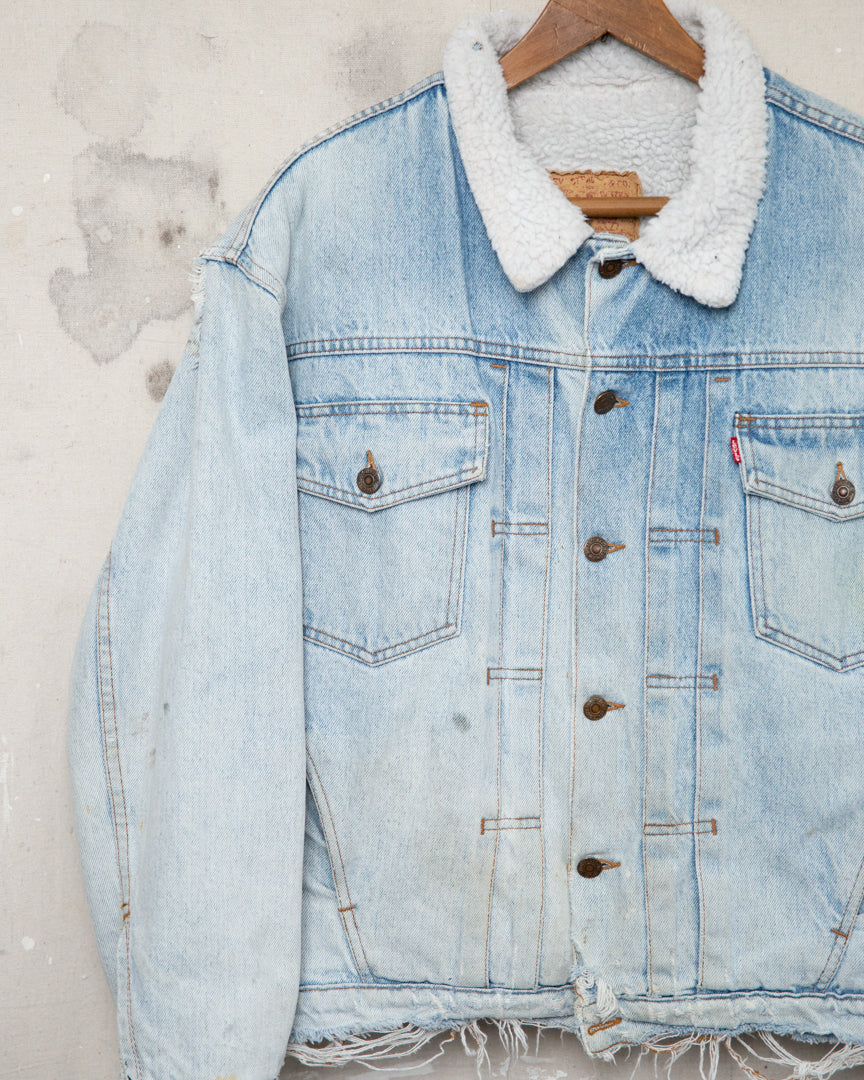 1980S/90S NZ Made Levis Sherpa Lined Denim Jacket - M