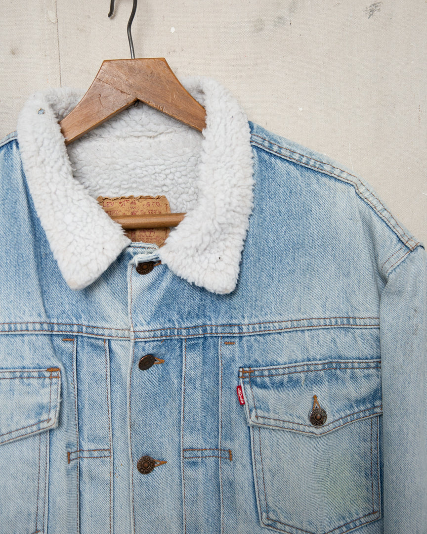 1980S/90S NZ Made Levis Sherpa Lined Denim Jacket - M