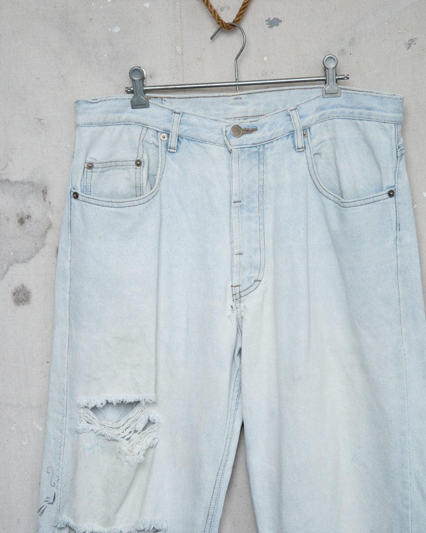 1990S Well Worn Denim Jeans - 34