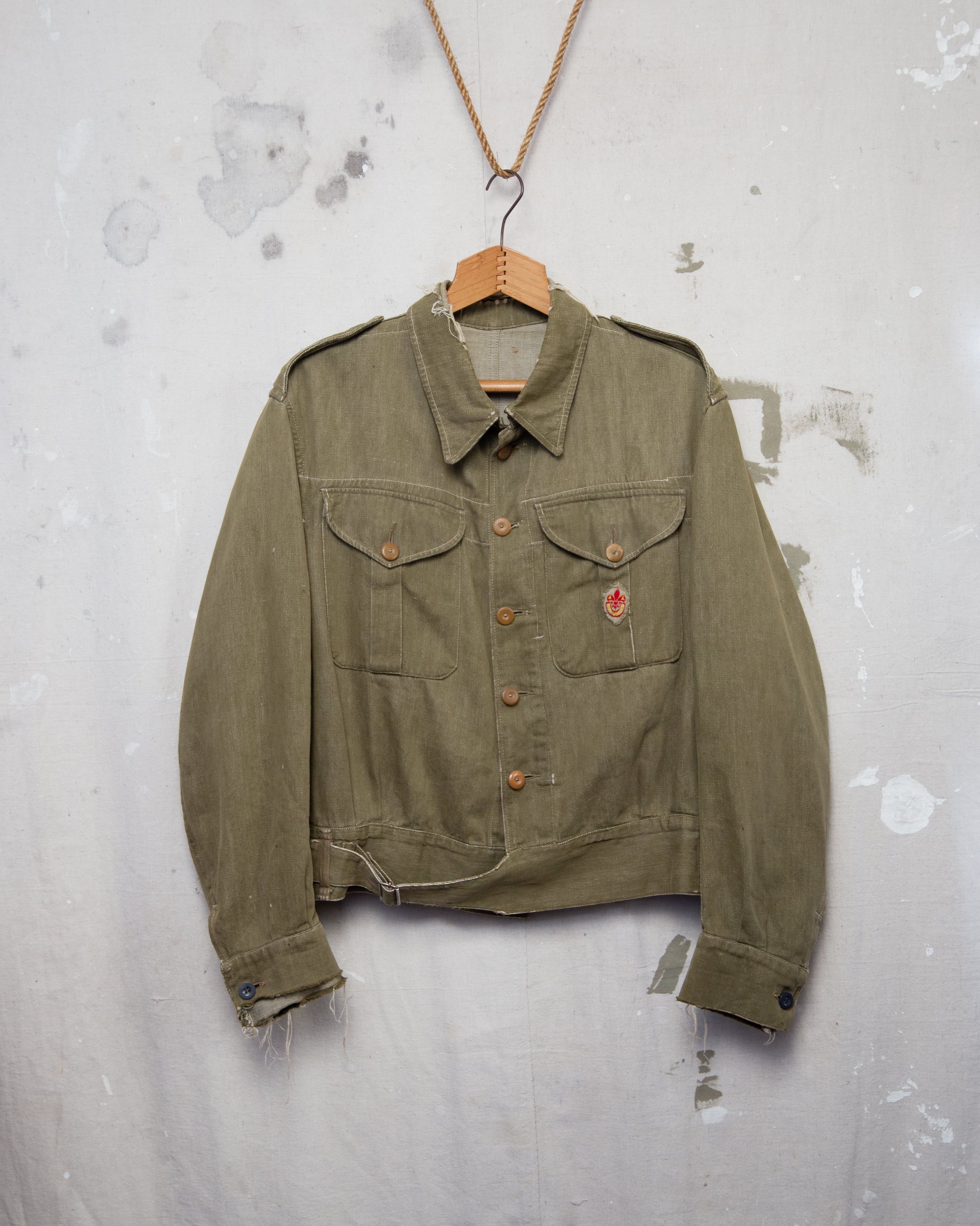 Distressed 1950S Denim Battledress Jacket - L
