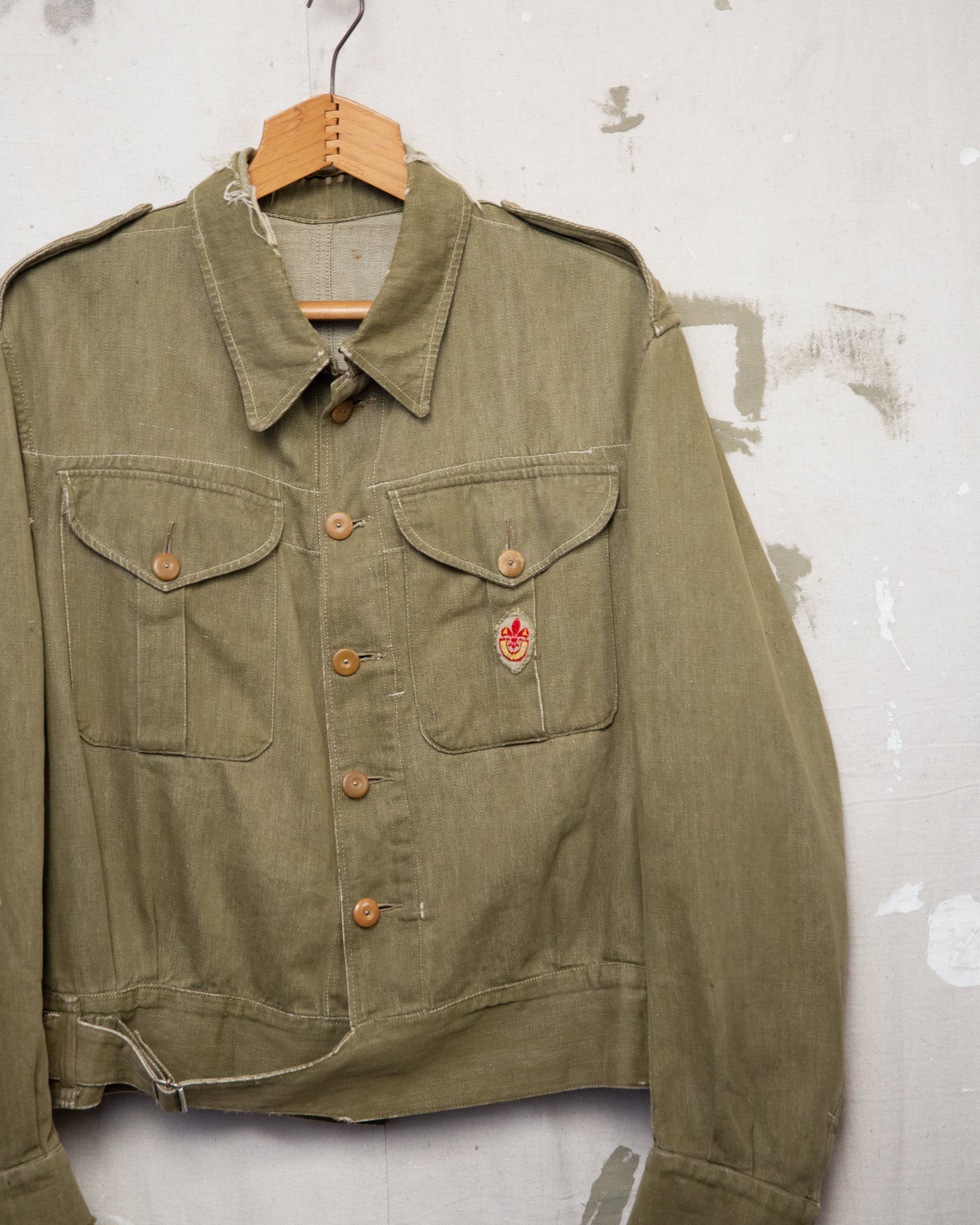 Distressed 1950S Denim Battledress Jacket - L