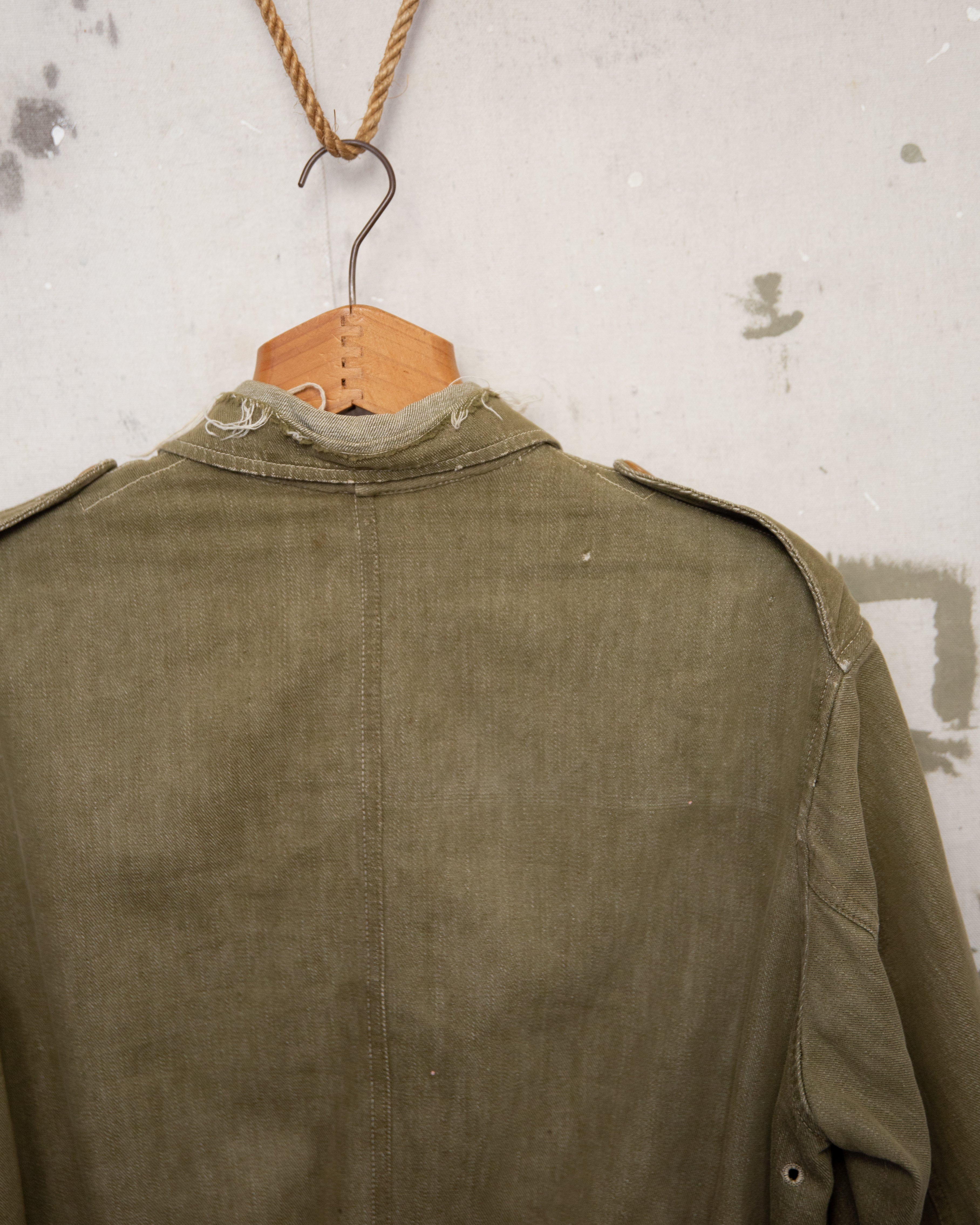 Distressed 1950S Denim Battledress Jacket - L