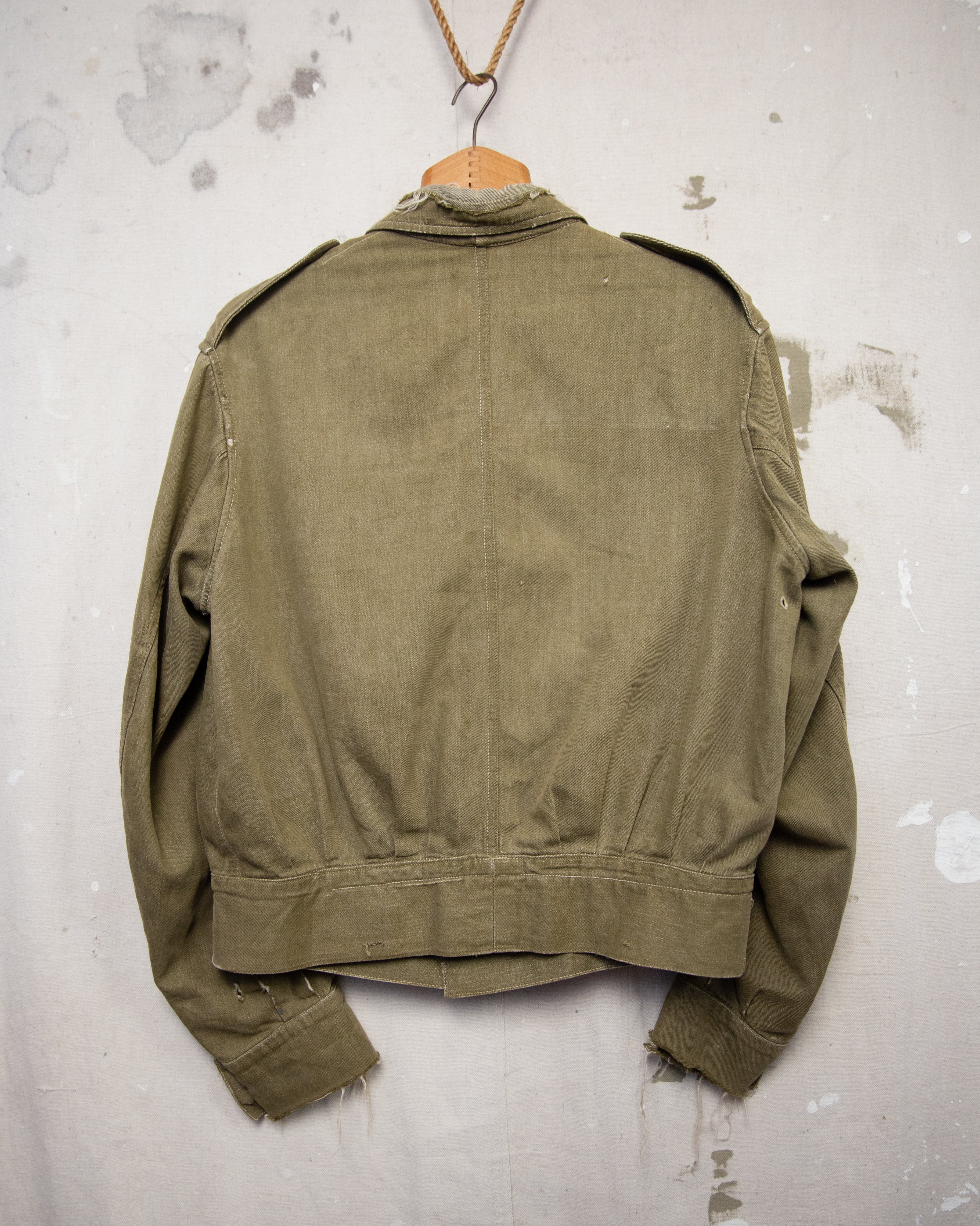 Distressed 1950S Denim Battledress Jacket - L