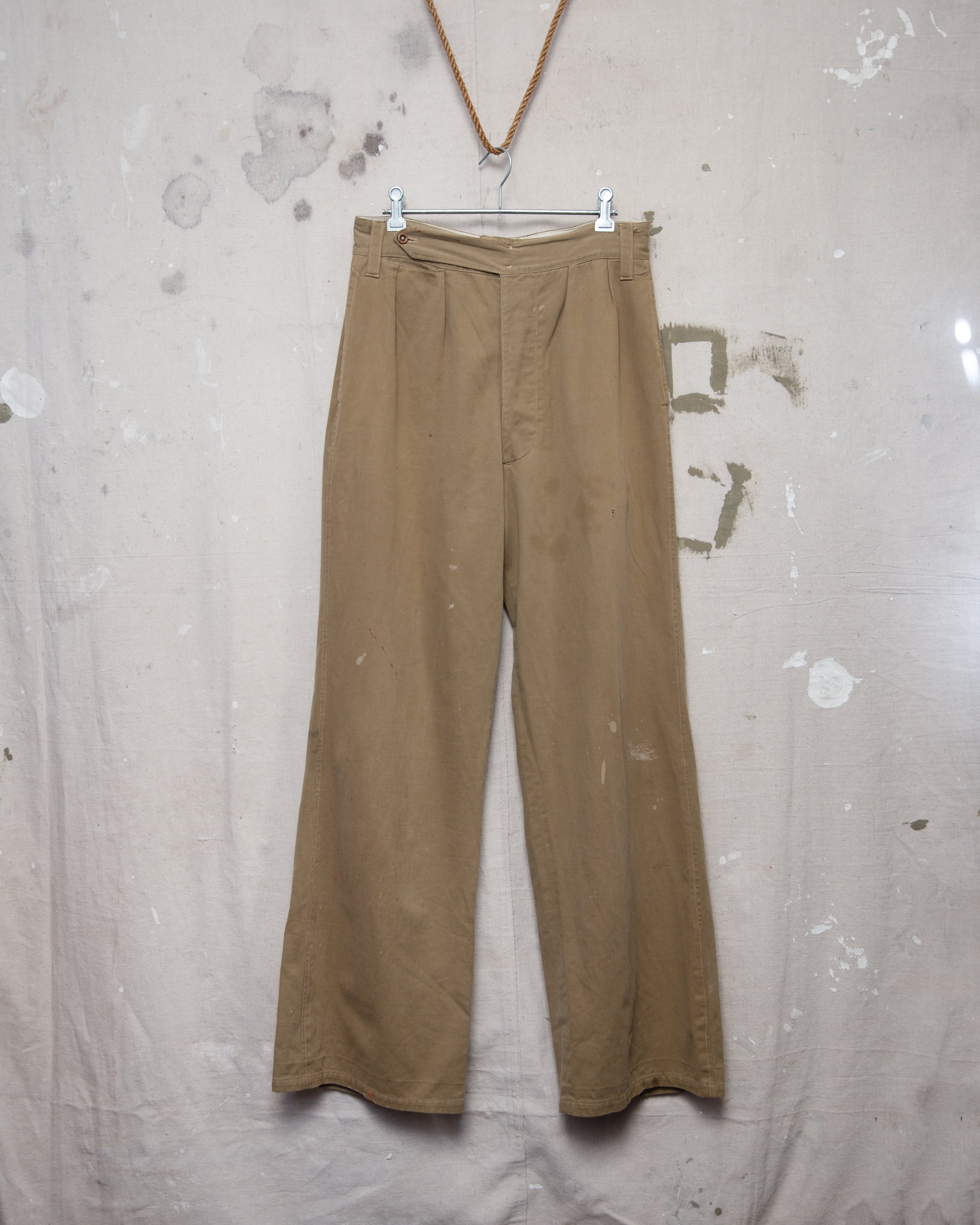 1940S High Waist Drill Trousers - 30