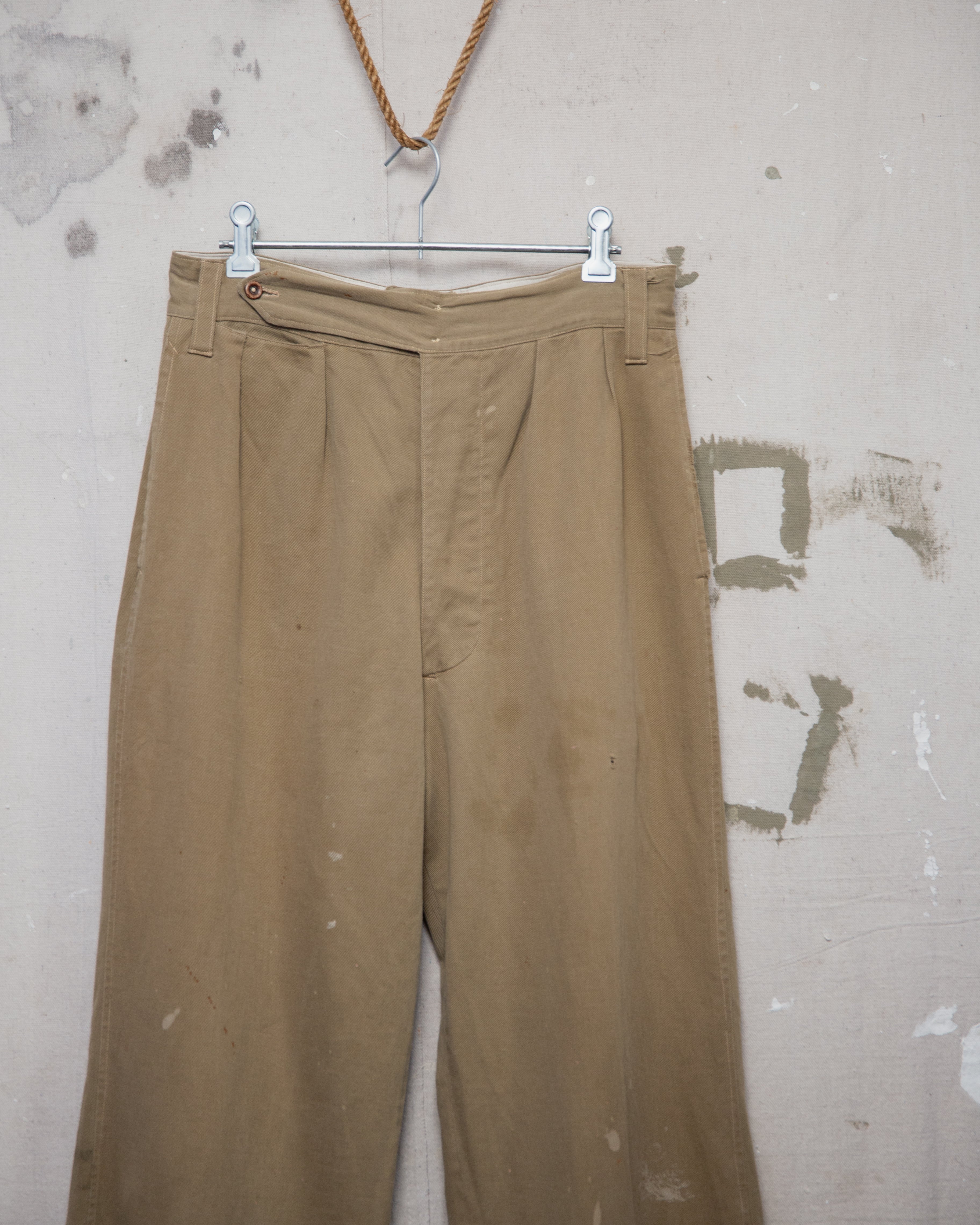 1940S High Waist Drill Trousers - 30